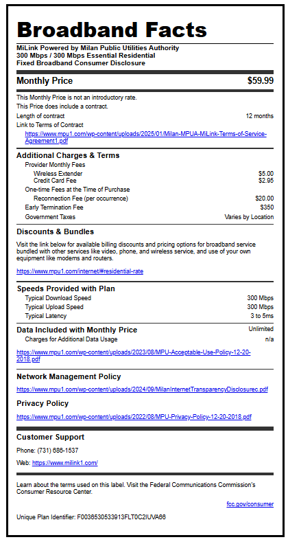 blabel31 MiLink Essential Residential BroadBand Facts Label